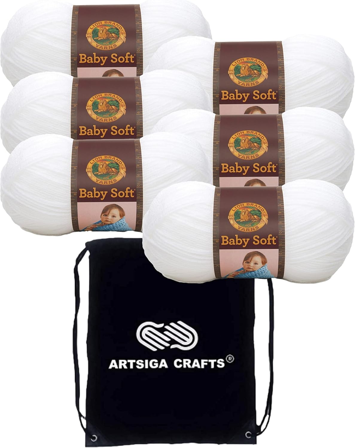 Lion Brand Baby Soft Parfait Print 920-220 (6-Skeins - Same Dye Lot) DK Light Worsted #3 Acrylic Yarn for Crocheting and Knitting with Project Bag