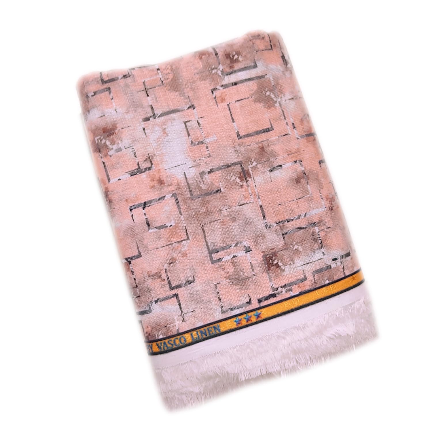 Unsitched Premium Linen Cotton Light Pink Peach Color Digitally Printed Shirt Fabric for men's (1.60 Meter Length 58 Inch Width) Lightweight and Breathable-image-42