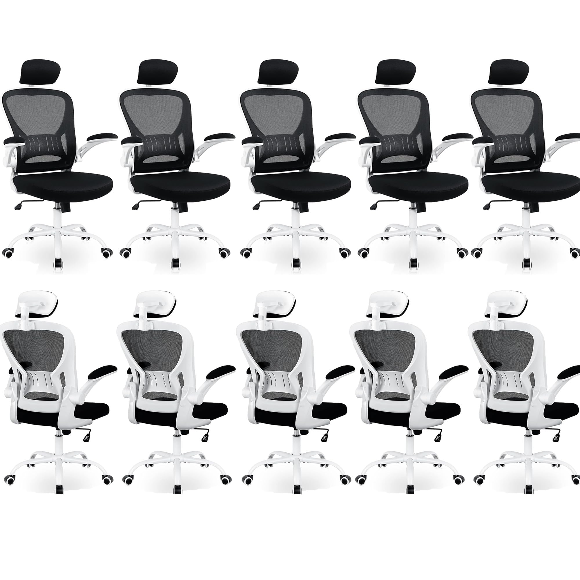 10 Pack Office Chair Ergonomic Desk Chair Comfort Adjustable Height with Wheels，Lumbar Support Mesh Swivel Computer Home Office Chair,Conference Room