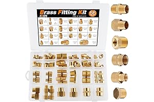 KOOTANS 66-Piece Brass Pipe Fitting Assortment with NPT Adapters