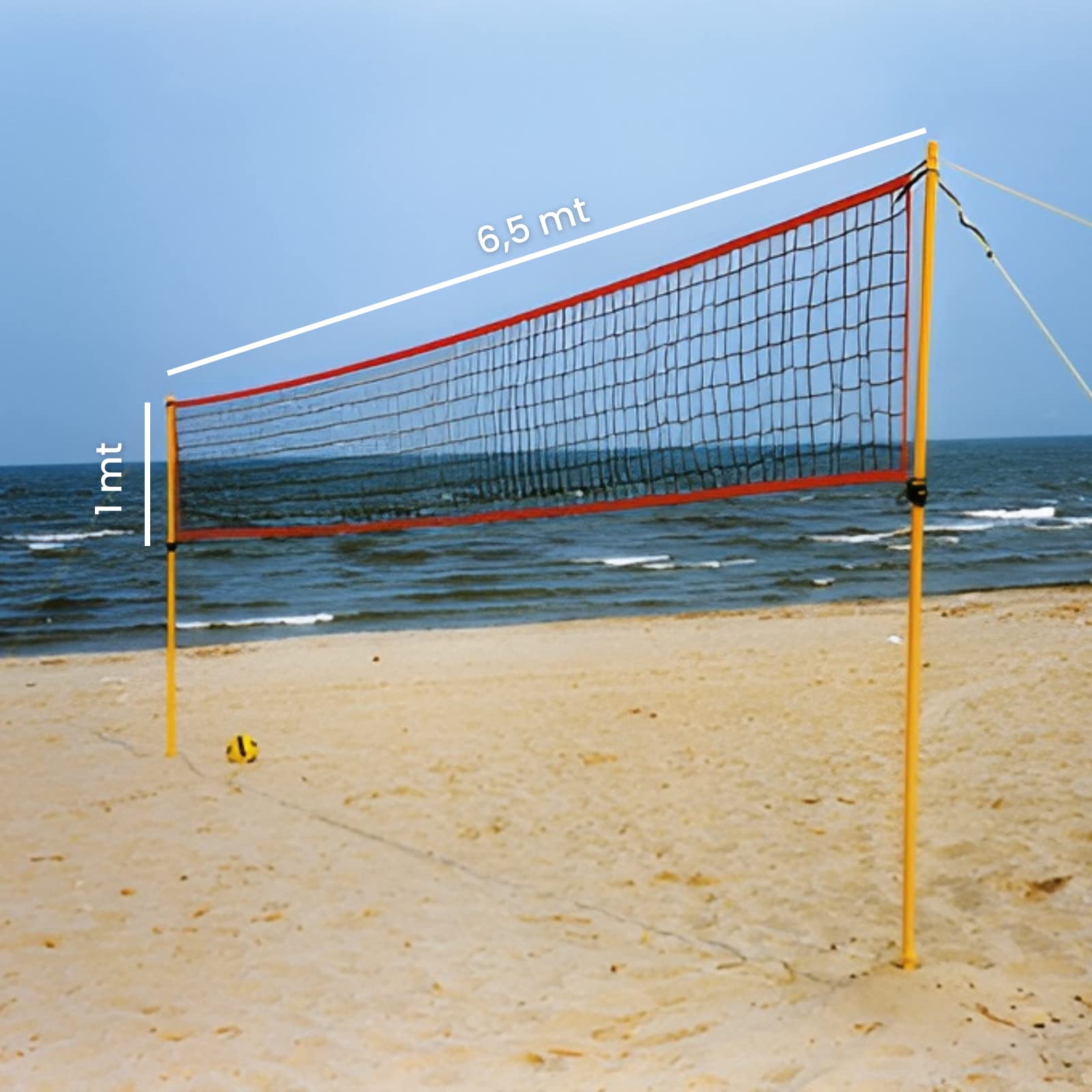 Wip Sport - Impianto da Beach Volley ad Uso Ricreativo (6.50x1 mt), Maglia in Polipropilene HD