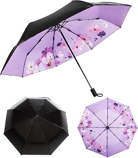 UV Protection Umbrella,Travel Sun Rain Umbrella,Compact UV Umbrella for Sun and Rain,Lightweight & Portable,Windproof Parasol Umbrella UV Protection for Women and Men