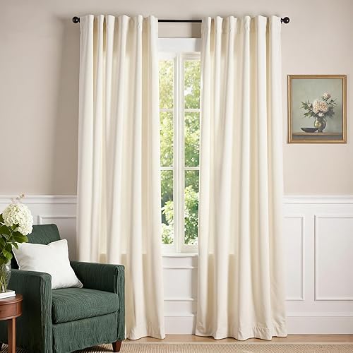 Miniatura 51 de Lazzzyt Cortinas de terciopelo para sala de estar gris, juego de 2 paneles de lujo suaves, cortinas con aislamiento térmico de 96 pulgadas de largo,