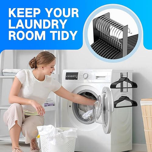 Miniatura 2 de Potente organizador magnético apilador, fácil de instalar para secadora y lavadora, soporte de suspensión que ahorra espacio para tu cuarto de