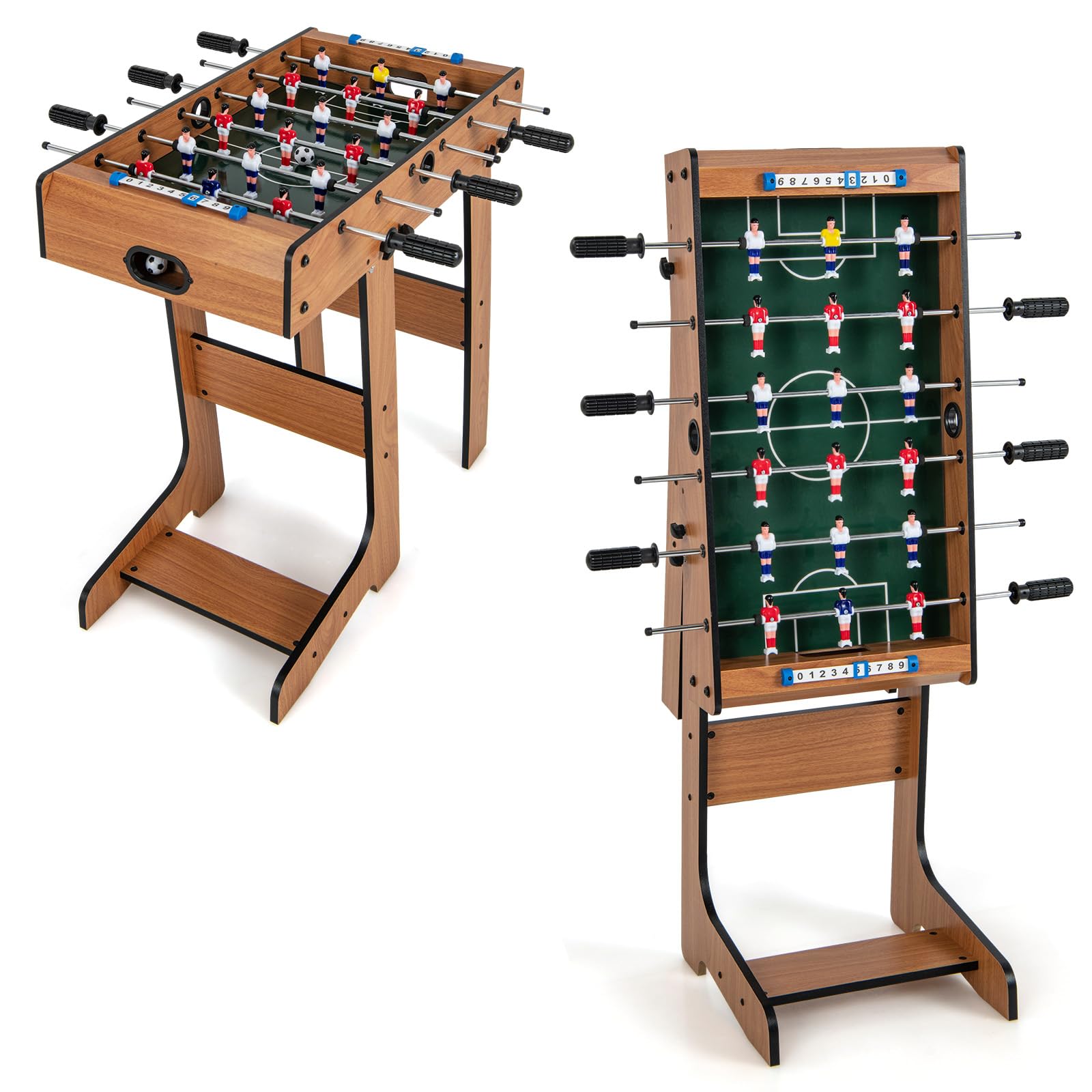 Giantex 27in Folding Foosball Table with 2 Mini Footballs, Score Keepers - ASTM Certified for Indoor Recreation, Great for Family Game Nights and Parties