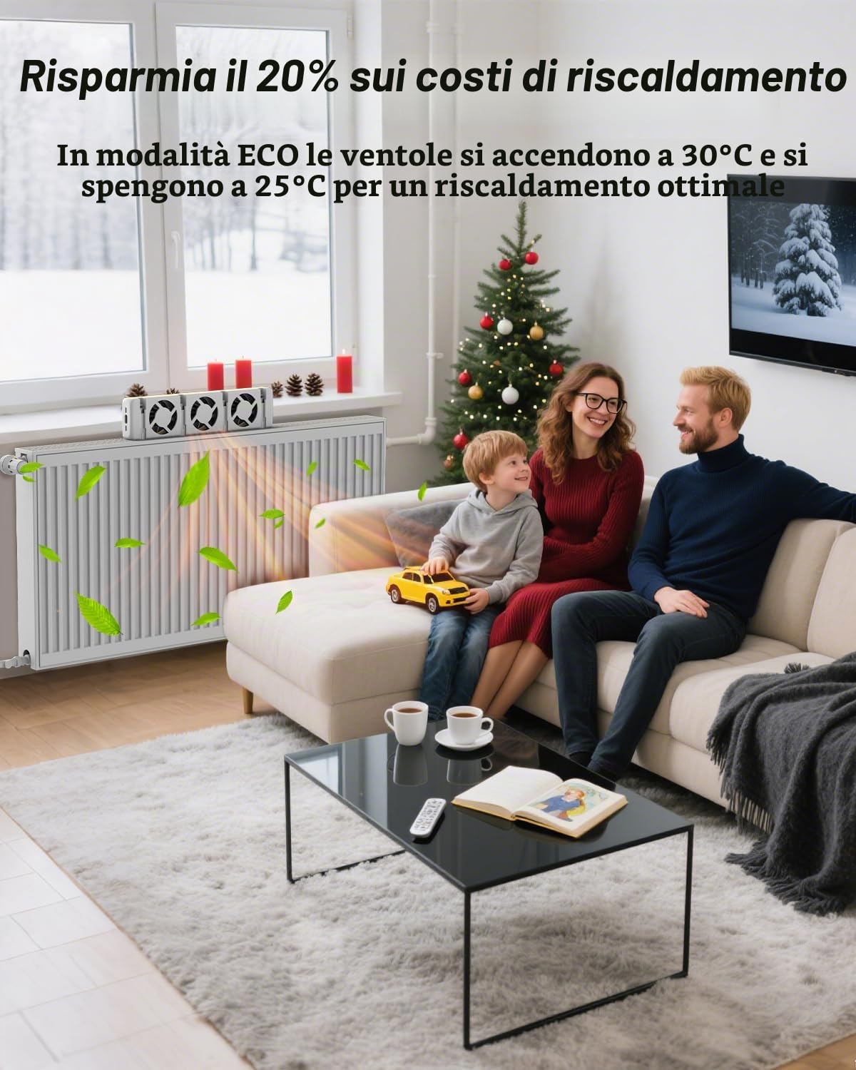 Ventilatore Per Termosifoni Silenzioso, Mono-set Ventilatore per Riscaldamento e Sottoriscaldamento, Ventole per Termosifoni Risparmio Energetico Fino Al 22%