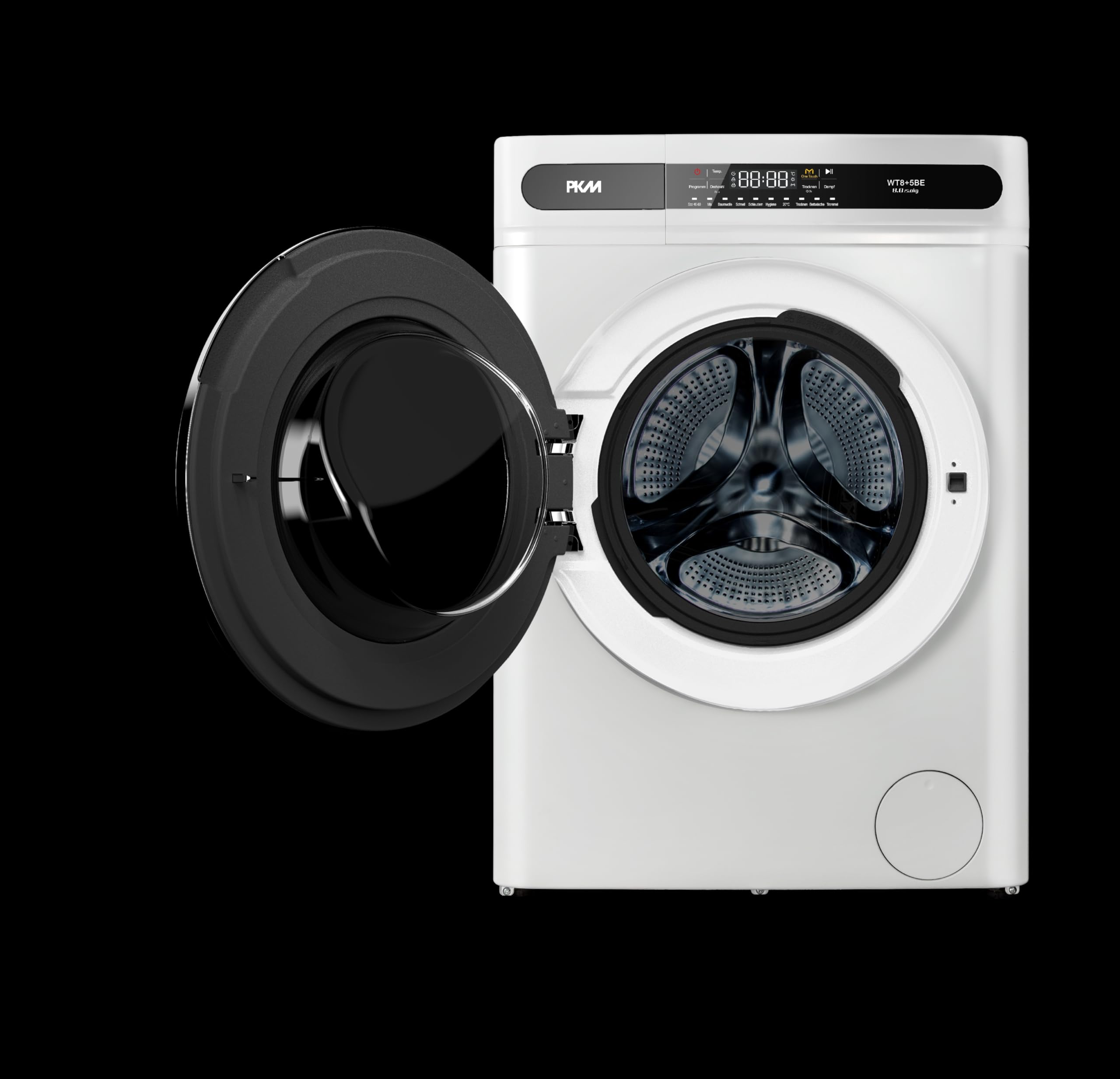 PKM Waschtrockner WT8+5BE | 8 Kg Waschen | 5 Kg Trocknen | 11 Programme | Steam Funktion | Timer | Startzeitvorwahl