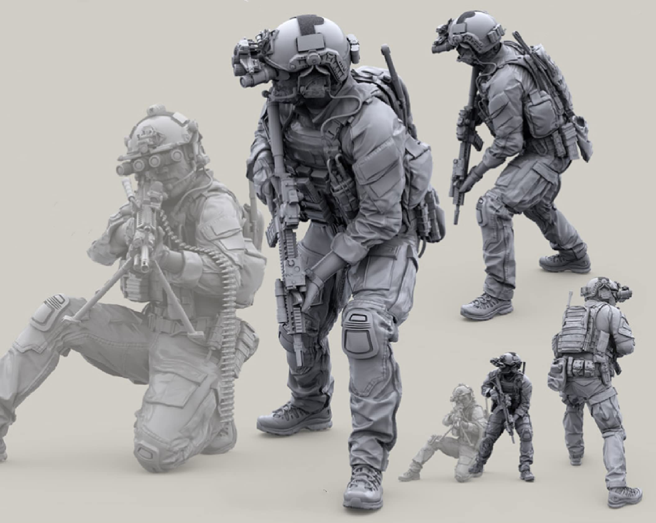 Risjc 1/35 Resin Model Soldier Figure Military Series US Special Forces Commando (6 Personen) Unmontierter, unbemalter Miniaturen-Bausatz