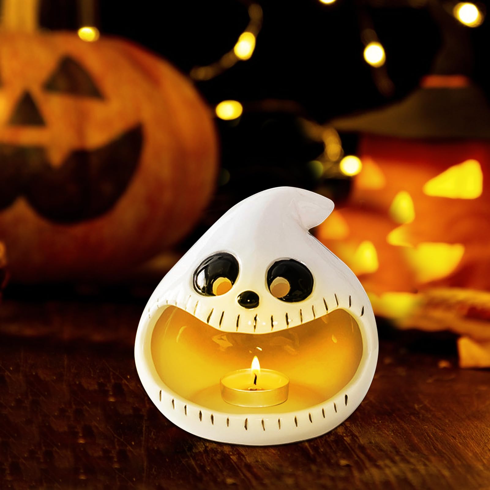 2 Stück Geister-Kerzenhalter Aus Keramik – Gruselige Deko Für Halloween