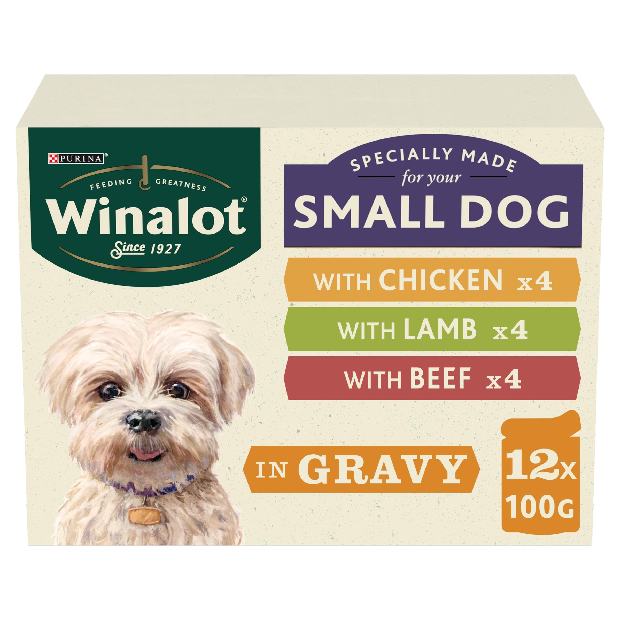 WINALOT Meaty Chunks Small Dog Mixed in Gravy Wet Dog Food 12x100g