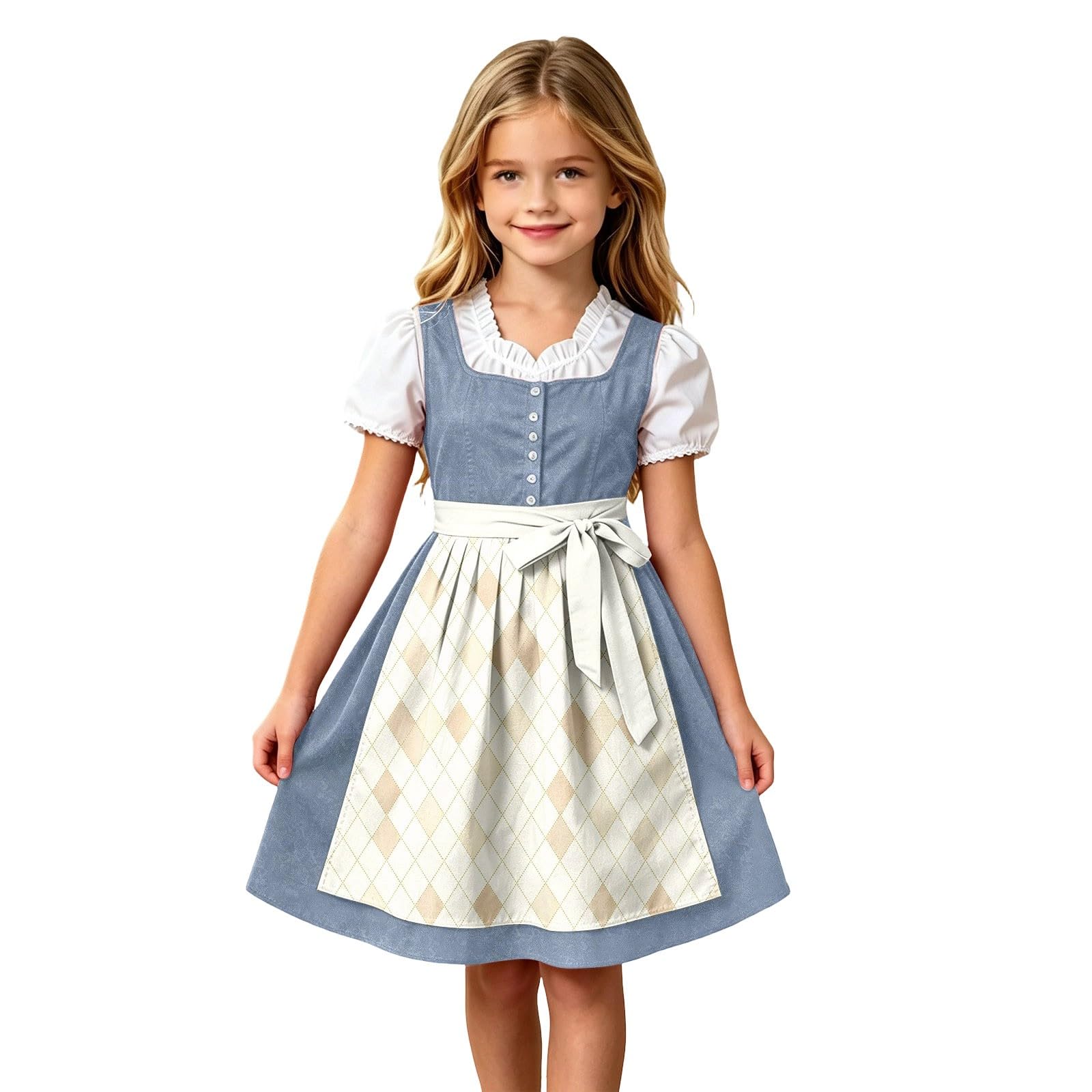 Girls Oktoberfest Costume Bavarian Beer Festival Dirndl Dress with Apron
