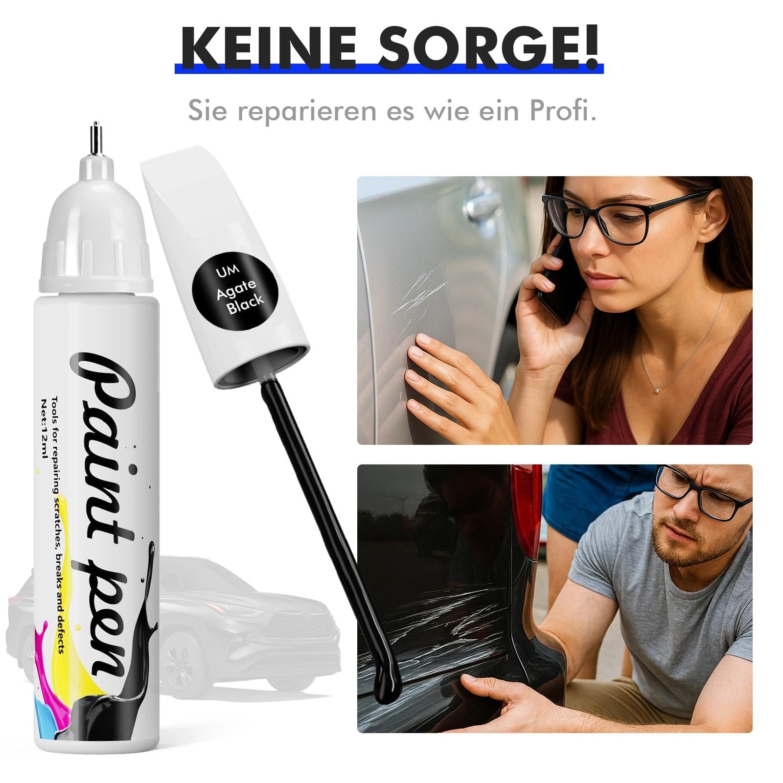 Stylo de peinture pour voiture compatible avec Ford (UM Agate Black Metallic) - 3