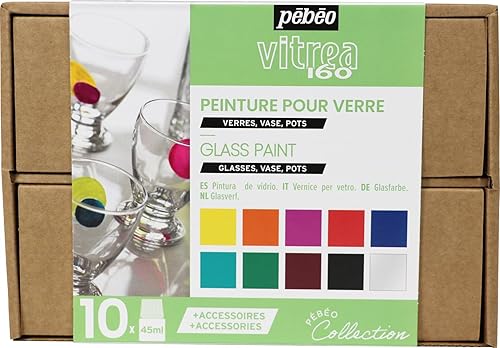 Pebeo Vitrea 160 Paint, 10 x 1.5fl oz, surtido de 15 onzas líquidas