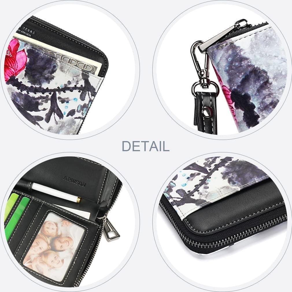 APHISON Wallet Women Large Capacity Clutch Purse For Ladies Card Holder RFID Wristlet Phone Zipper Coin Travel Pocket - Image 4