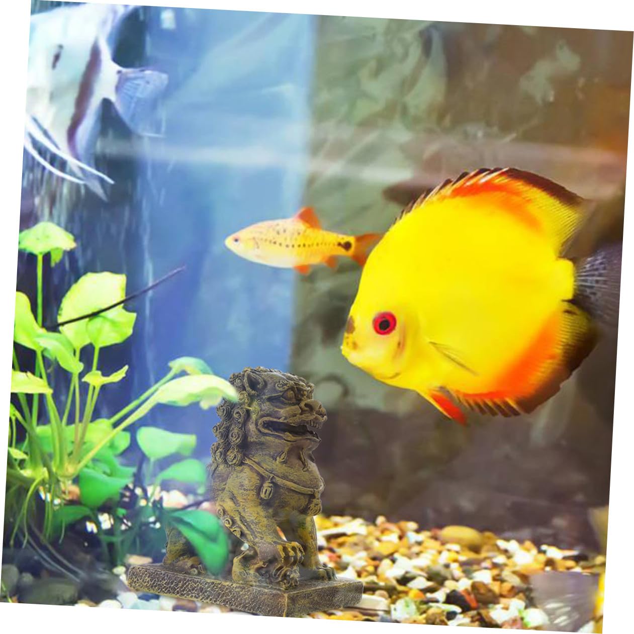 VANZACK 2pezzi Decorazione per Acquario Scultura di Leone Realistica da Ornamenti per Ambienti Zen e Pesci Simbolo di e Prosperità