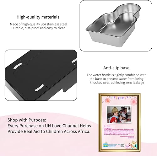 Miniatura 27 de RIZZARI Dispensador de agua para mascotas de acero inoxidable: cuenco de gravedad automático a prueba de fugas de 9 litros grande para gatos perros