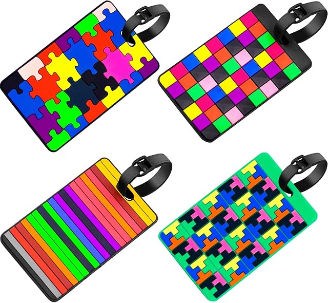 LUOCAI 4 Pcs Luggage Tags for Suitcases Luggage Tags for Travel Secure Luggage Tags Business Card Holder Travel ID Bag Tag