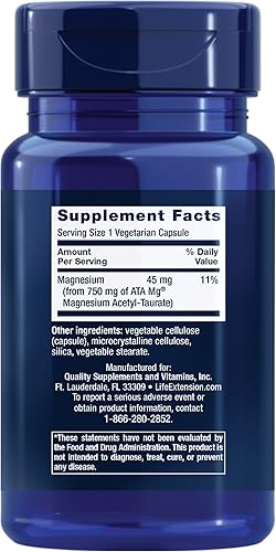 Miniatura 2 de Life Extension Calm-Mag, acetil taurinato de magnesio, fórmula diaria de manejo del estrés, apoya la calma y la relajación, sin gluten, sin OMG,