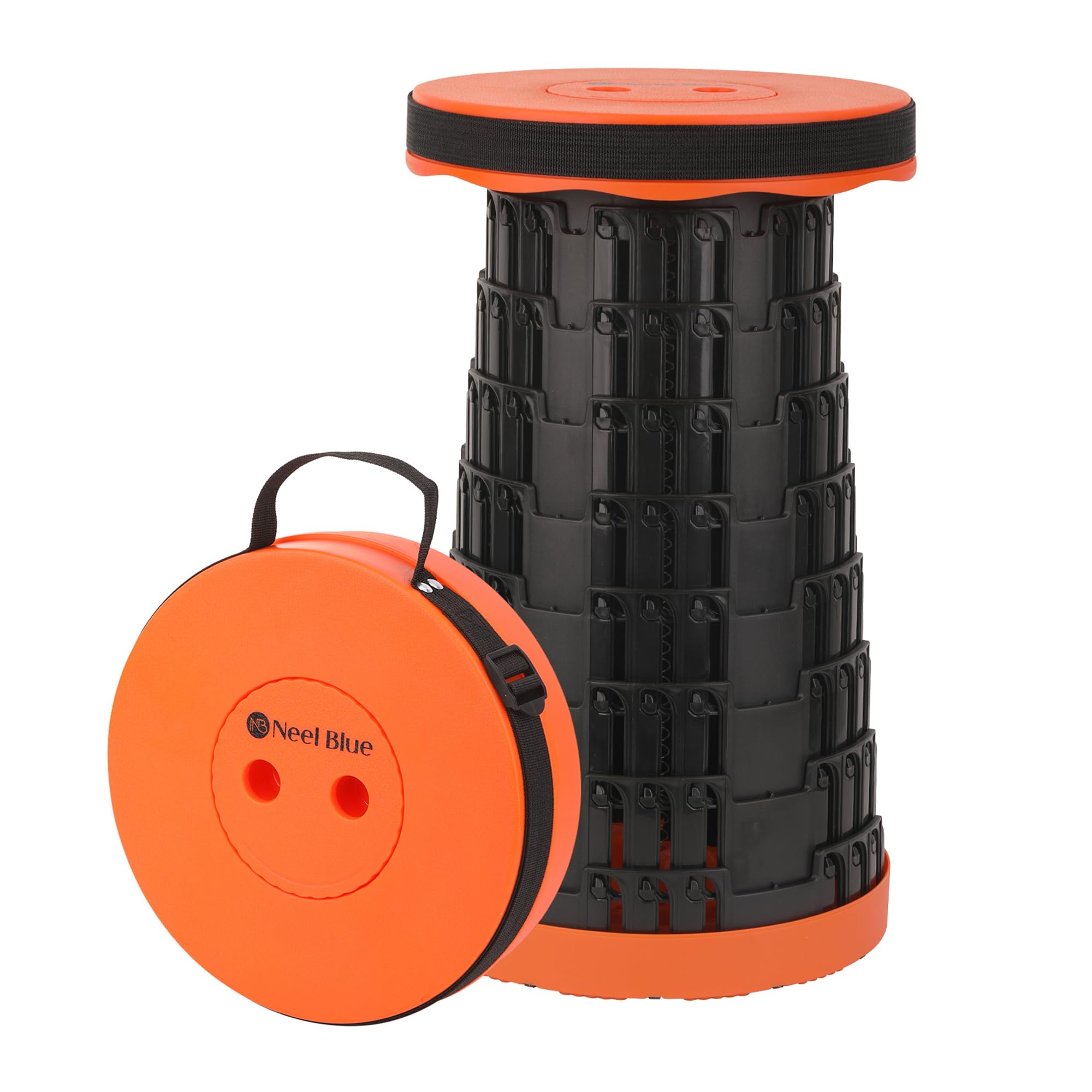 Tabouret rétractable télescopique orange idéal pour vos barbecues et sorties pêche