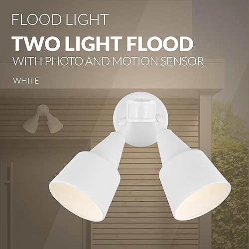 Miniatura 6 de Generation Lighting - Luz de inundación de pared tradicional para exteriores, 2 luces, color blanco 8560702PM-15, luces para exteriores hacen