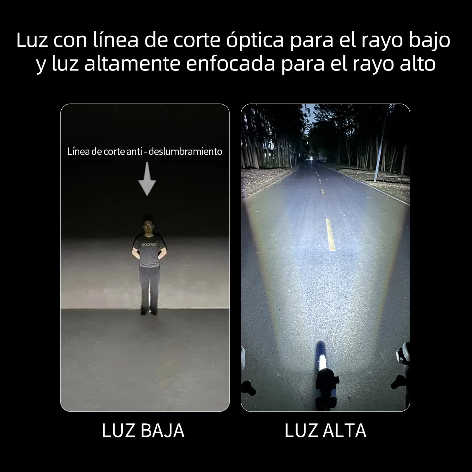 Gacirón Luz bicicleta delantera CETUS-1700,Diseño óptico con Haz Alto y Haz bajo,Luz bicicleta de aluminio aerodinámico y control remoto inalámbrico,Faro de bicicleta de 4200 mAh con 6 modos de brillo