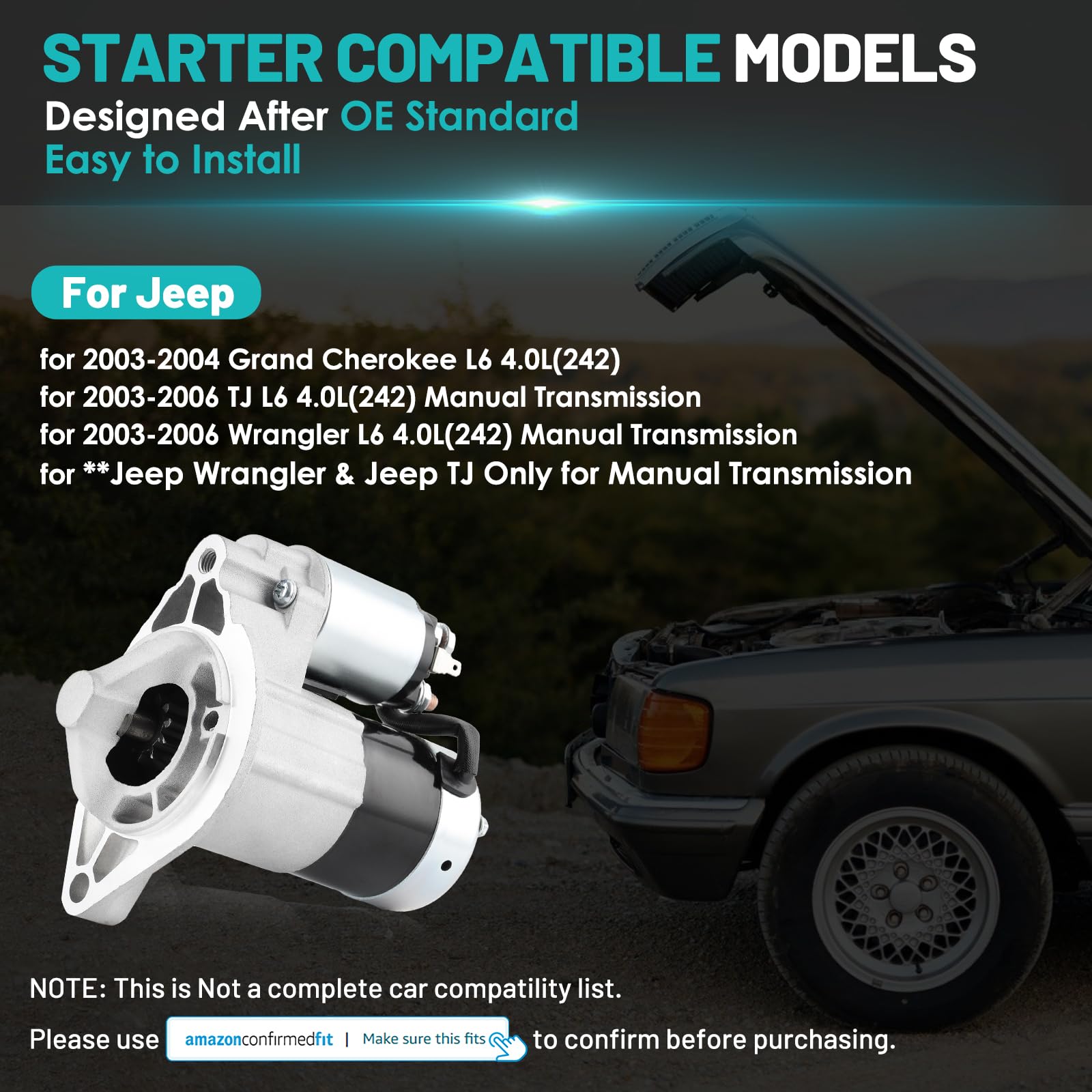 TadaMark Starter 410-48118 Replacement For 4.0L 2003 2004 Jeep Grand Cherokee 2003-2006 03 04 05 06 Jeep Wrangler TJ 17879N SMT0361 M0T91082 56041012AE : Buy Online At Best Price In KSA - Souq Is Now - Foto 9