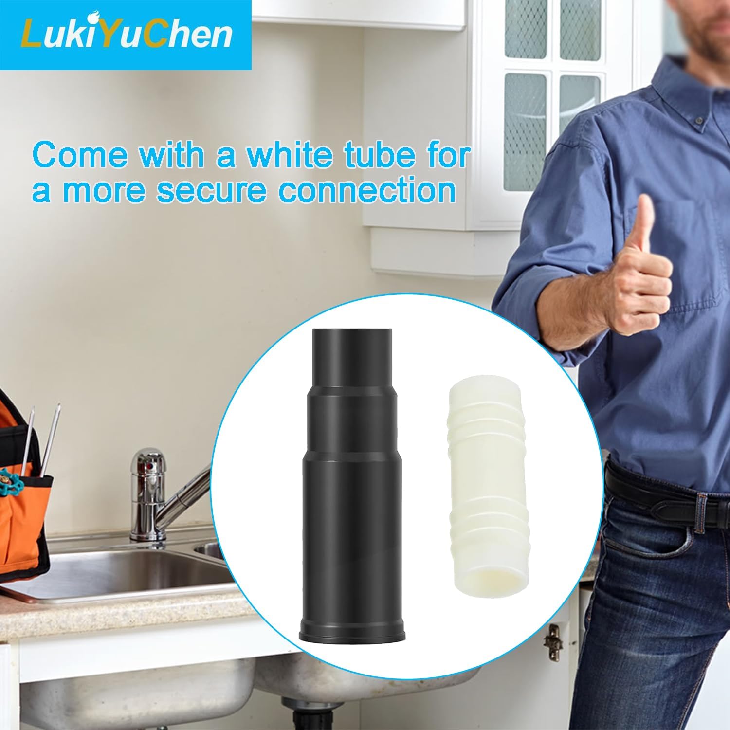 Dishwasher Connector Kit for Insinkerator Garbage Disposals, Dishwasher Drain and Disposal Connector Include 1 Inlet Connector 1 Hose Clamp 3 Spring Clamps