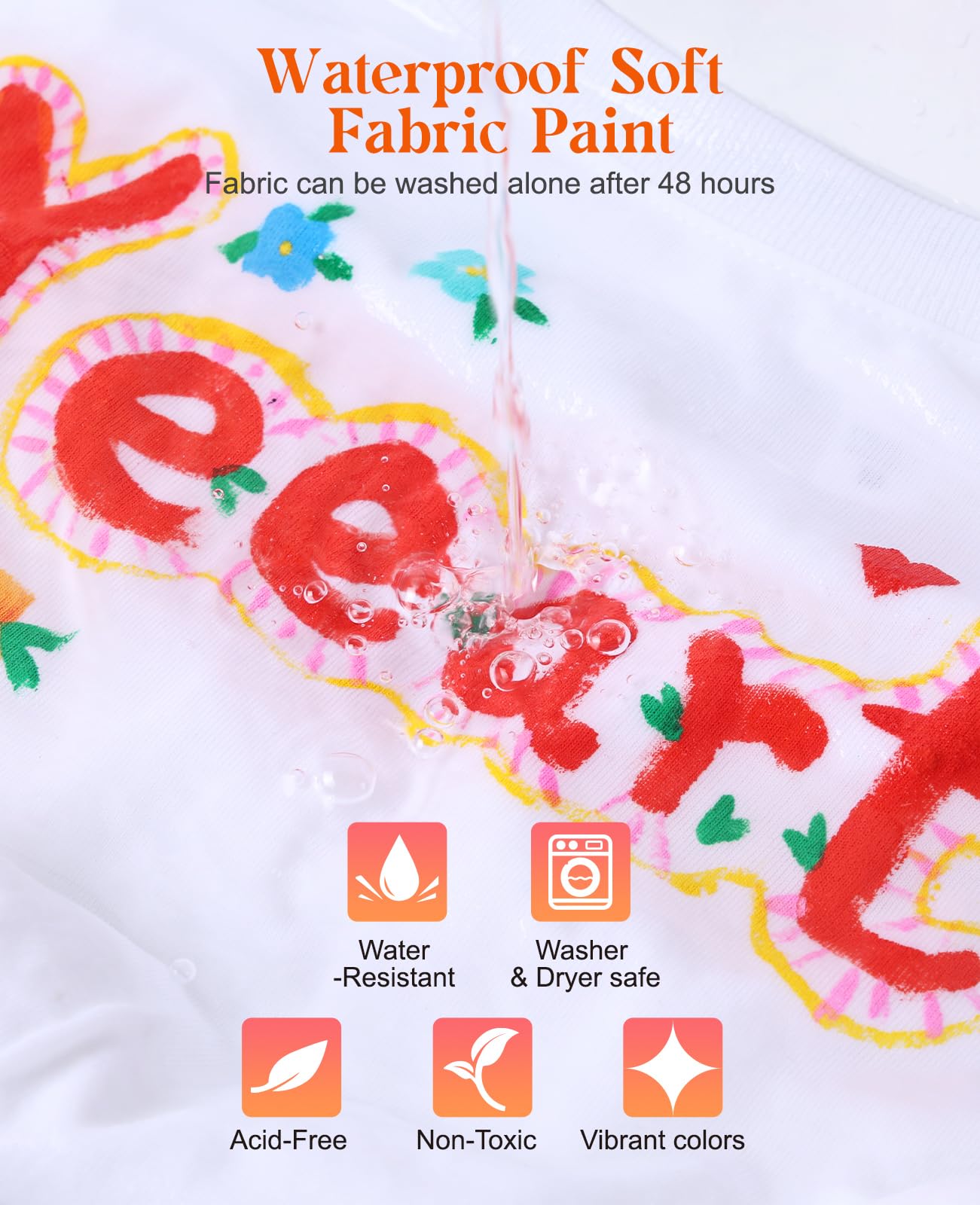 Pintura para tela, juego de pintura permanente de tela suave de 30 colores para ropa en botellas (60 ml) con 10 pinceles, paleta, suministros de arte de pintura textil no tóxica para ropa