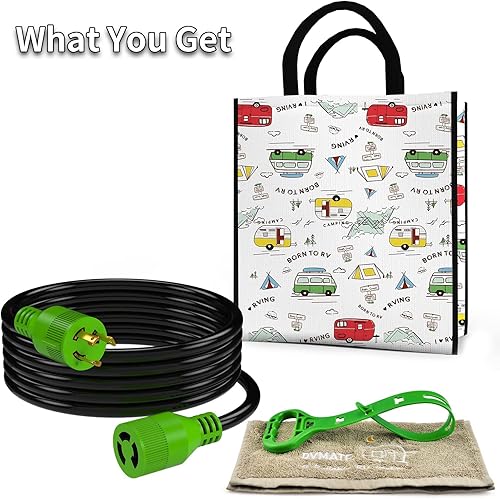 Miniatura 6 de RVMATE Cable de extensión para generador de 3 clavijas y 30 amperios, 20 pies, NEMA L5-30PL5-30R 125V SJTW Jacket