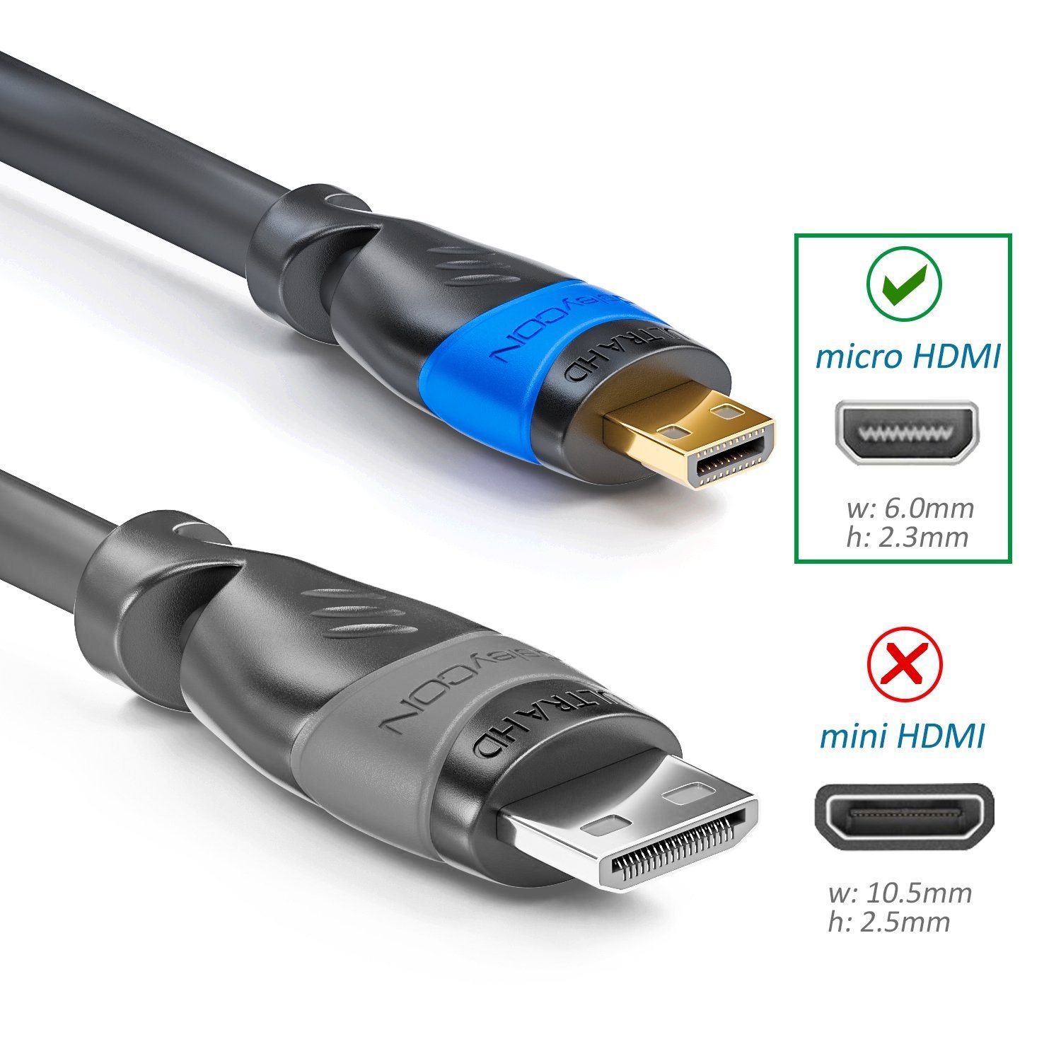 deleyCON 5m Micro Cavo HDMI - Compatibile con HDMI 2.0/1.4a - Alta Velocità con Ethernet (Ultimo Standard) - ARC 3D 4K Ultra HD 1080p 2160p - Nero