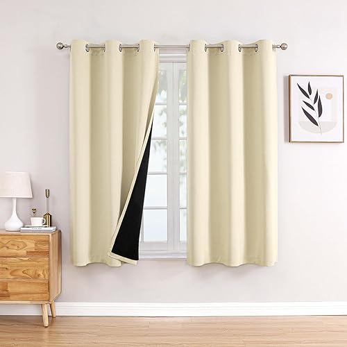 Miniatura 10 de ChrisDowa Cortinas 100% Opacas para Dormitorio con Forro Negro, 2 Capas Gruesas Totalmente Opacas con Aislamiento Térmico y Ojales, Cortinas de