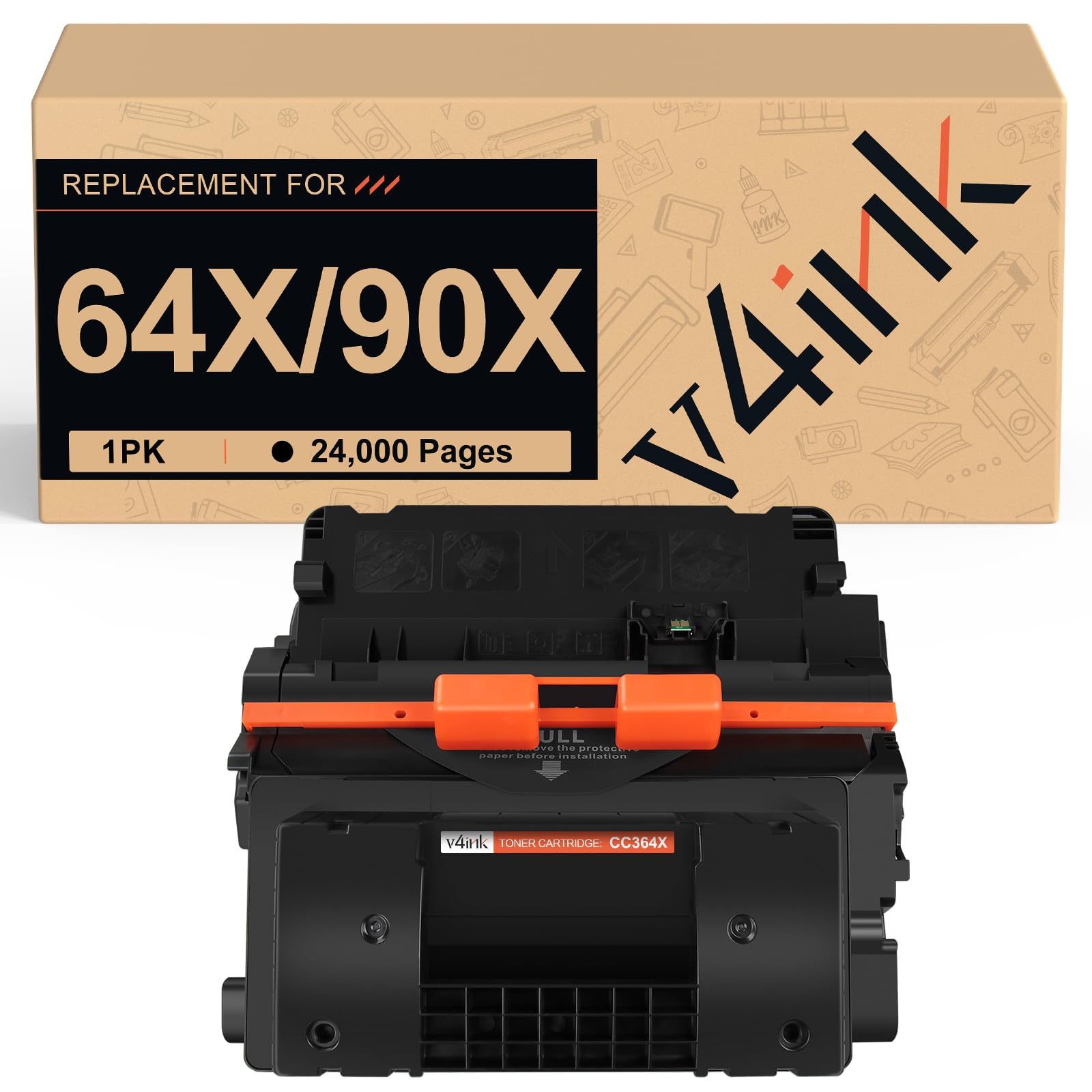 v4ink Compatible 64X 90X Toner Cartridge Replacement for HP 90X CE390X 64X CC364X Toner High Yield Black Ink for HP P4015 P4015n P4015dn P4015tn
