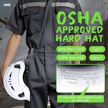 ヘルメッポ AOLAMEGS Construction Hard Hat with Visor - White Vented
