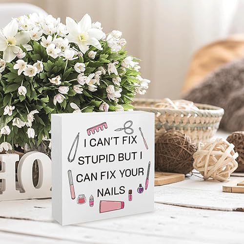 Miniatura 4 de Regalo para técnico de uñas, regalo para mujer, con texto en inglés "I Can't Fix Stupid But I Can Fix Your Nails, oficina, dormitorio, habitación,