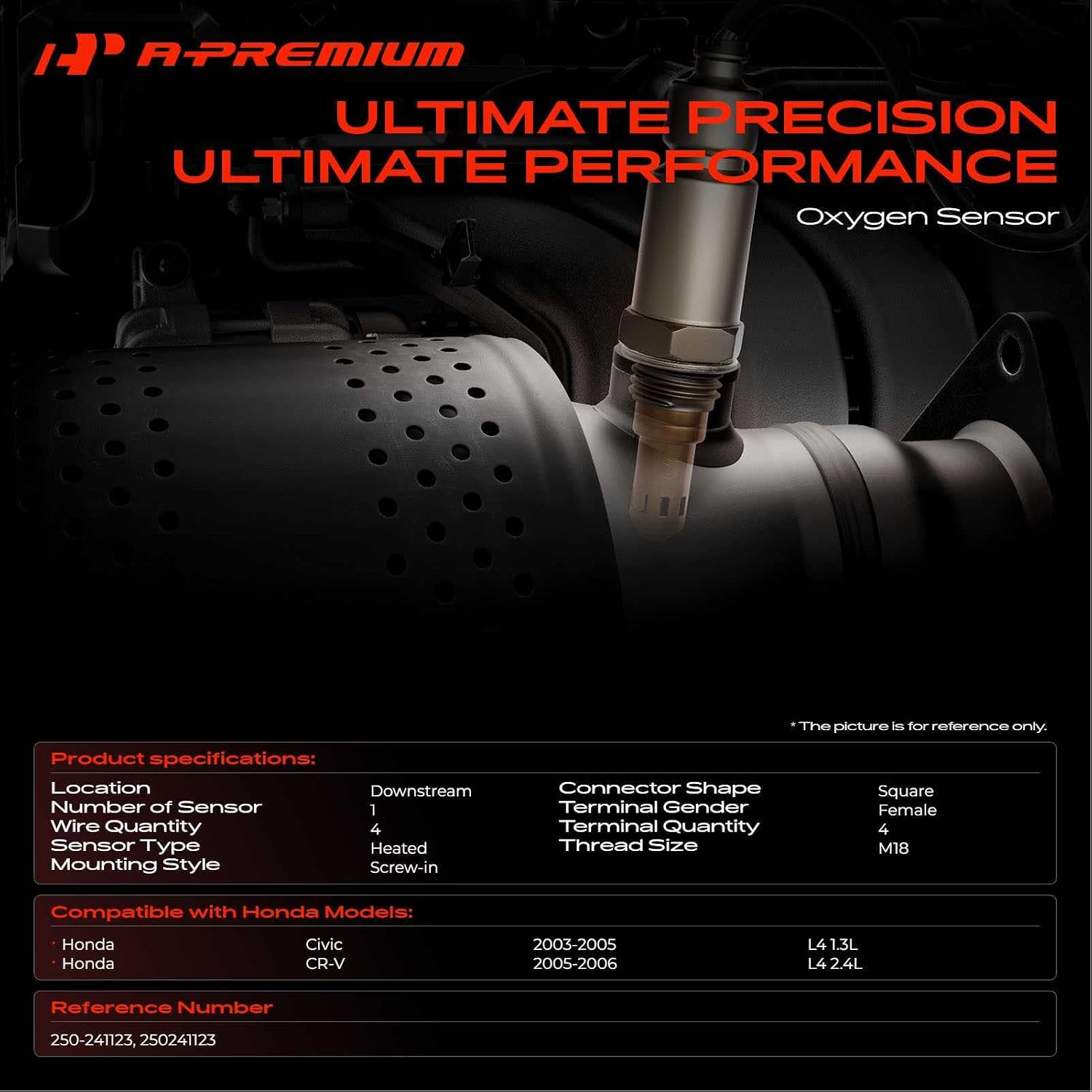 A-Premium O2 Oxygen Sensor Compatible with Honda CR-V CRV 2005-2006, Civic 2003-2005, 1.3L 2.4L, Downstream