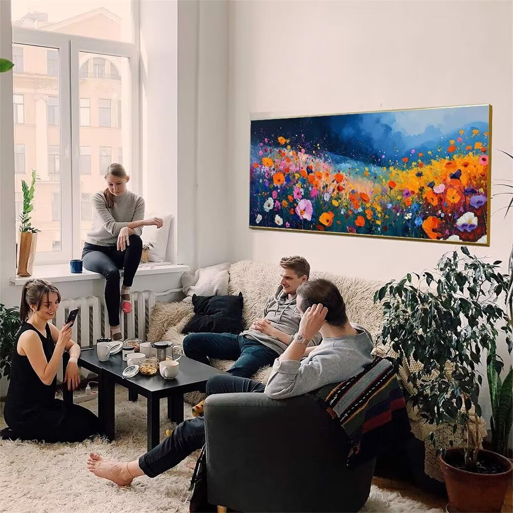 Malen Nach Zahlen Erwachsene, Farbe Blume, DIY Vorgedruckte Leinen Leinwand Anfänger Kinder Ölgemälde Kits, Home Haus Dekorieren Geschenk mit 3 Pinsel und Acrylpigment, 70x140cm (Ohne Rahmen) W-565