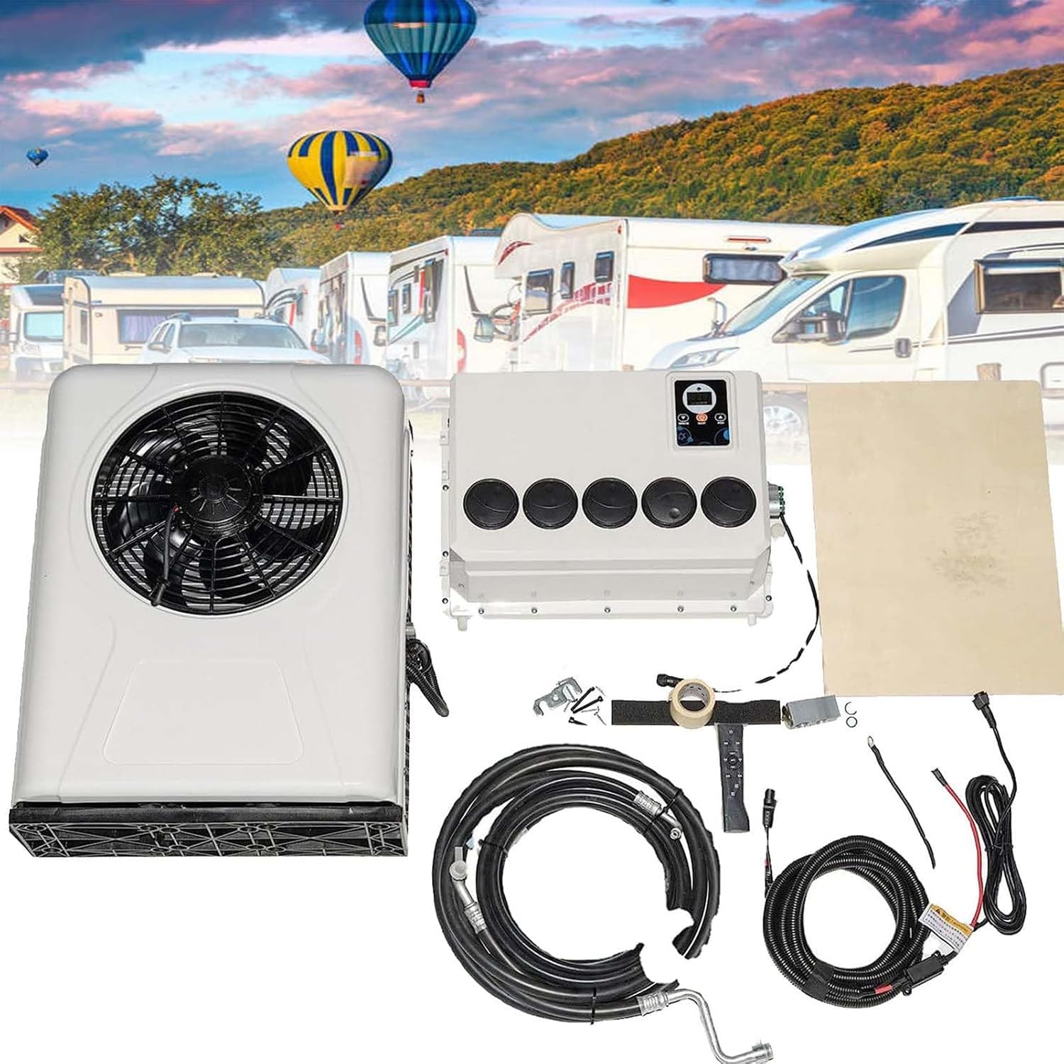 12V 24V Air Conditioner Electric Truck Rv Rooftop Air Conditioner Camper Air Conditioner Rv Ac Unit Cooling Only for Rvstrucks Excavators Farm Vehicles Cranes Vans,24V