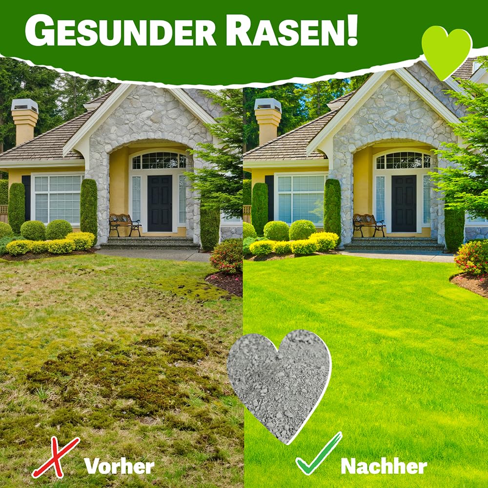 RasenHerz, 25 kg für 100m² Rasensand für dichten, grünen Rasen Rasenpflege, Bodenverbesserer, Nährstoffe, Diabas petigi