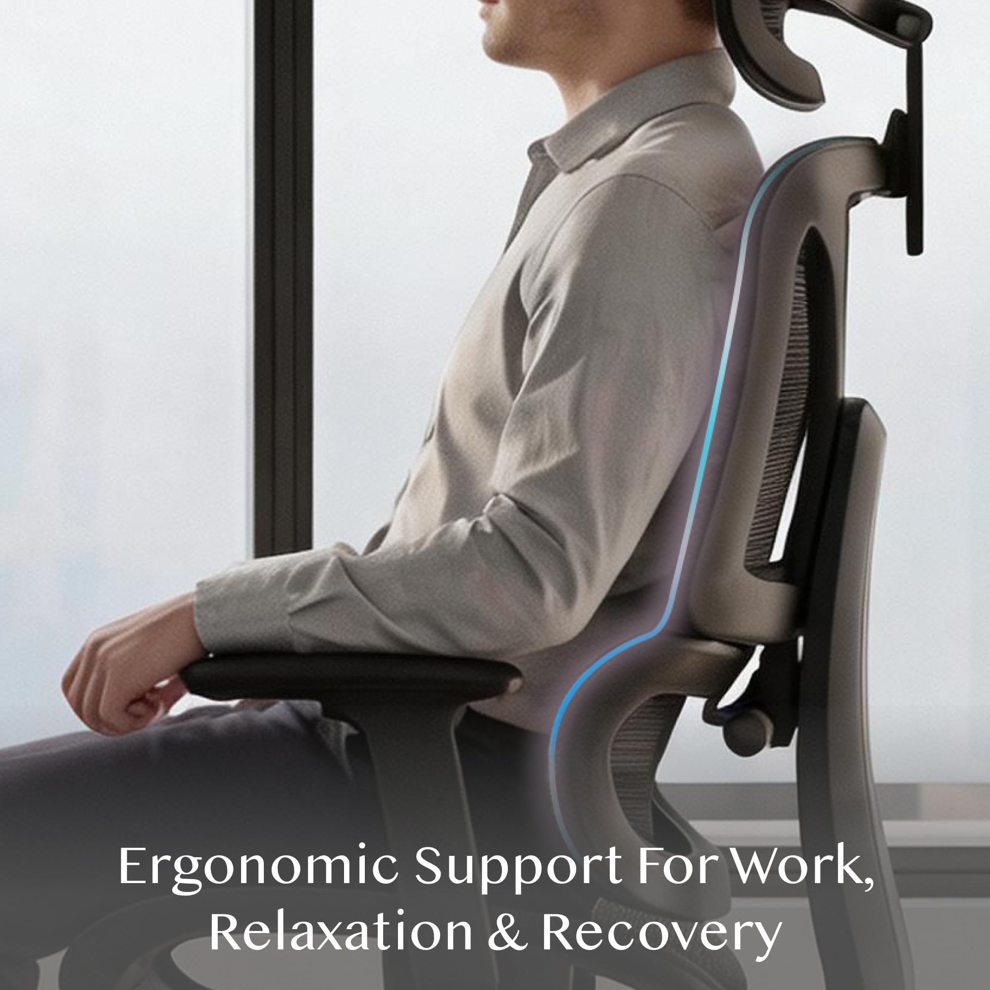 FLEXISPOT ErgoX Ergonomischer Bürostuhl mit Fußstütze 3D-Armlehnen 3D-Kopfstütze 5D-Rückenlehne Atmungsaktiver Sitz 136 kg Schwarz
