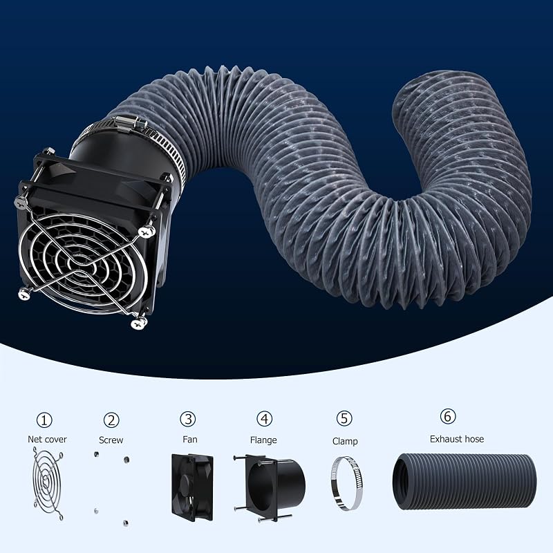 YOOPAI 3D Nyomtató Szűrő Ventilátor Készlet Füst és Szag Elszíváshoz, Csendes Kipufogó Rendszer Fekete