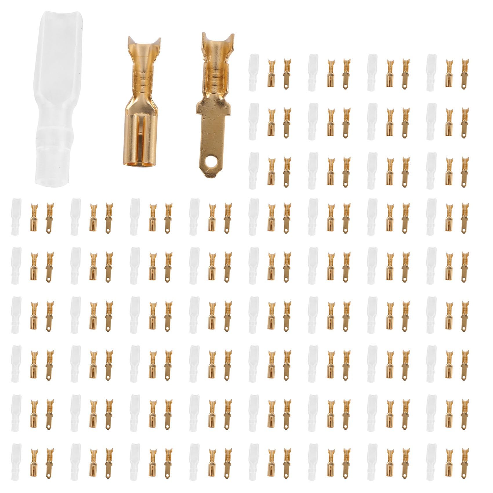 Jnchdghwa Women's Gold & Transparent 1000Pcs Male Spade Crimp Terminals Sleeve Wire Wrap Connector For 22-16 Awg 2.8Mm