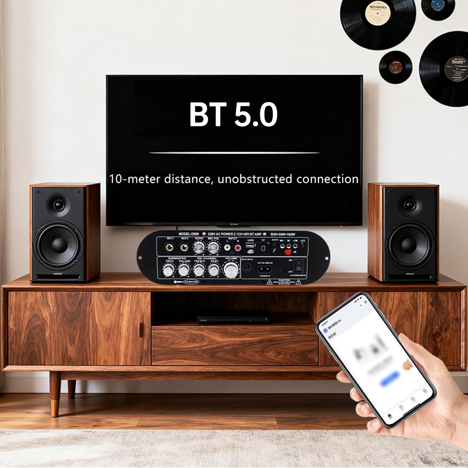 Wzmacniacz Audio z Obwodem Zabezpieczającym — Zaawansowany Cyfrowy Wzmacniacz Mocy HiFi z technologią 5.0 dla Entuzjastów Dźwięku (Wtyczka UE)