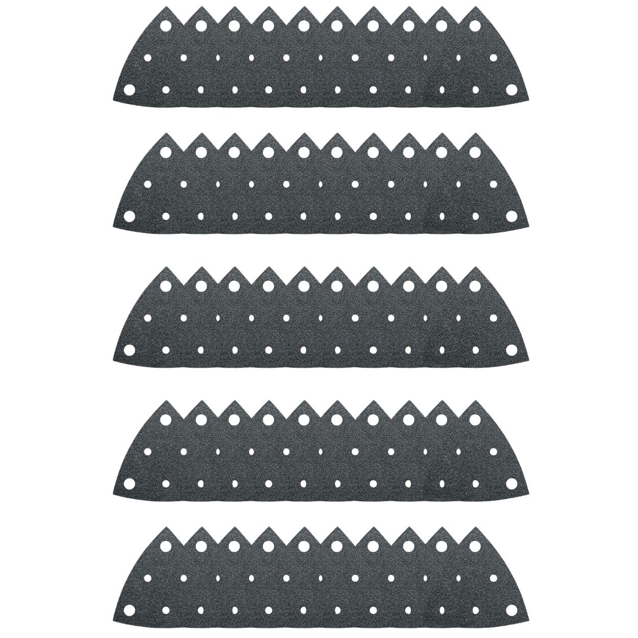 Fein Sanding Sheets with Hook & Loop Attachment - Aluminum Oxide, Full Resin Bond, Multi-Material Use, Perforated, 60 Grit, 3-1/8" Edge Length, 50-Pack - 63717109013