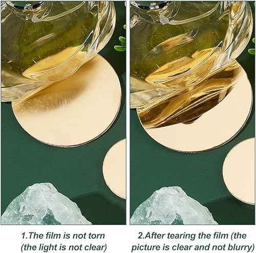 Miniatura 4 de PH PandHall - 120 espejos redondos dorados para manualidades, 3 tamaños, azulejos de espejo autoadhesivos de 1 a 1.9 pulgadas, círculos de espejo