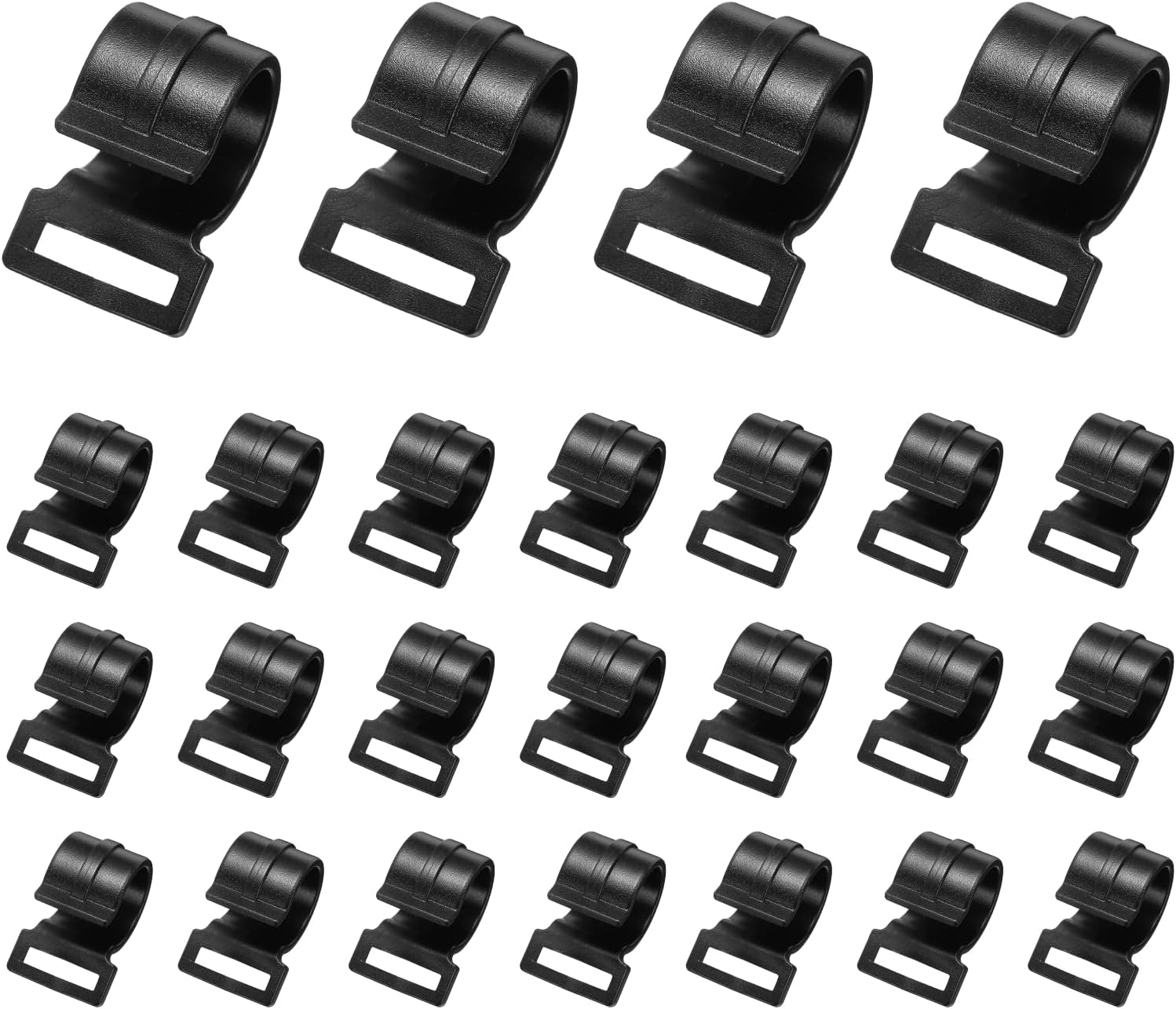 10pcs Tent Pole Clips Plastic C Shape Clips ID 25mm Black with Slot