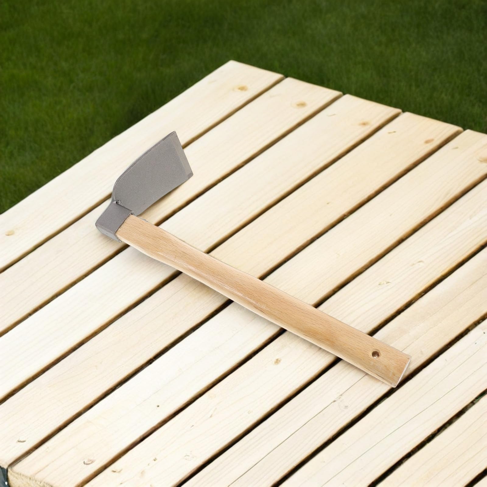 UKCOCO Azadas de Jardinería Manuales de Acero y Madera, 2 Piezas para Desherbar y Excavar Tierra, Herramienta Multiusos para Plantar y Cuidar el Jardín