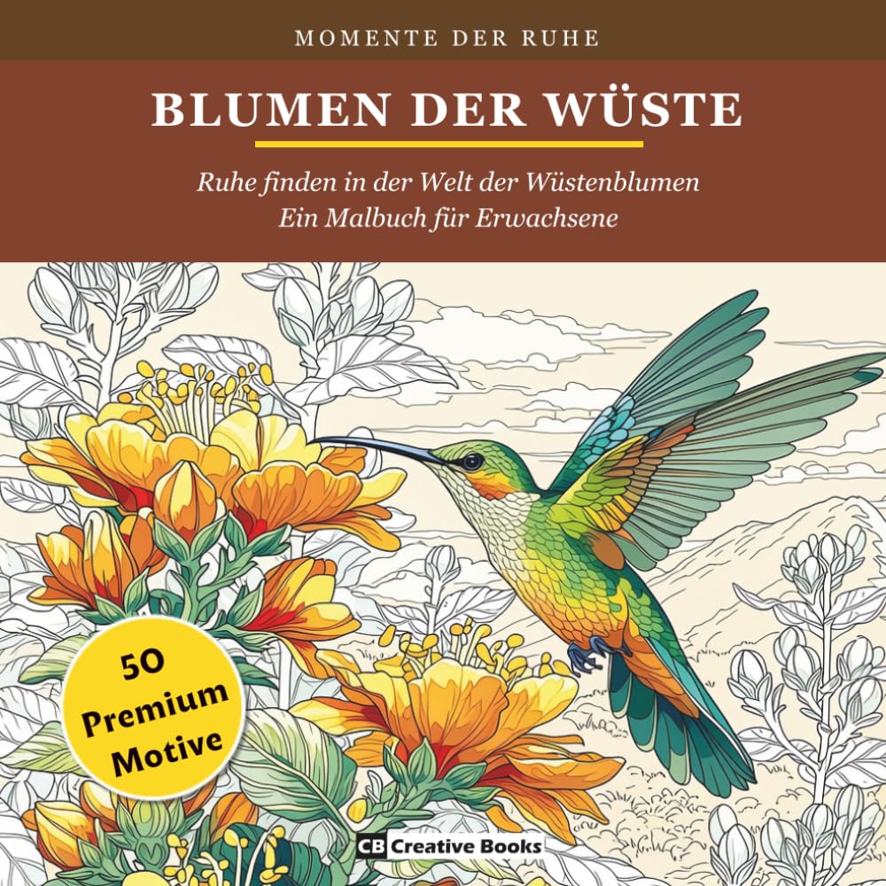 Blumen Der Wüste: Ruhe finden in der Welt der Wüstenblumen – Malbuch für Erwachsene zum Entspannen, Abschalten und Stressabbau