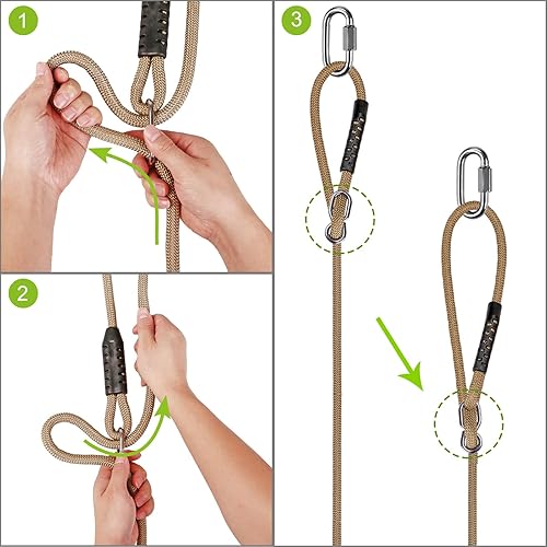 Miniatura 7 de SELEWARE Asiento de columpio de plástico antideslizante, juego de columpio de árbol resistente con cuerda ajustable y mosquetones para niños y