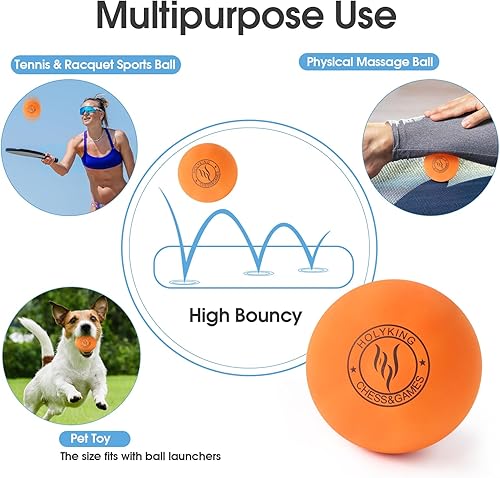 Miniatura 3 de HOLYKING Pelotas de tenis de goma de rebote alto, paquete de 3 unidades, juegos de balonmano de colores para balonmano recreativo, stickball,