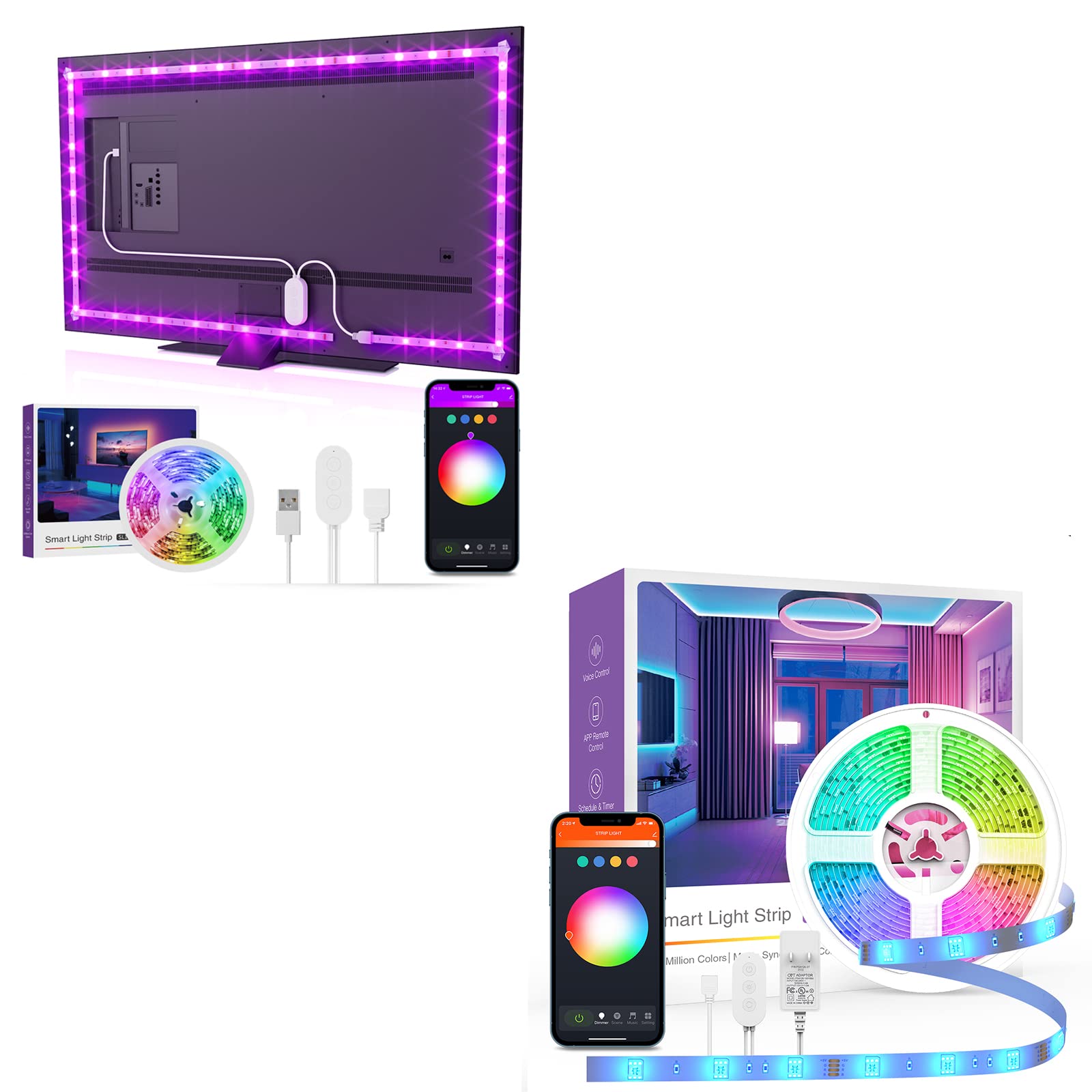 OHMAXX Smart TV LED Backlight and Smart Bedside Lamp